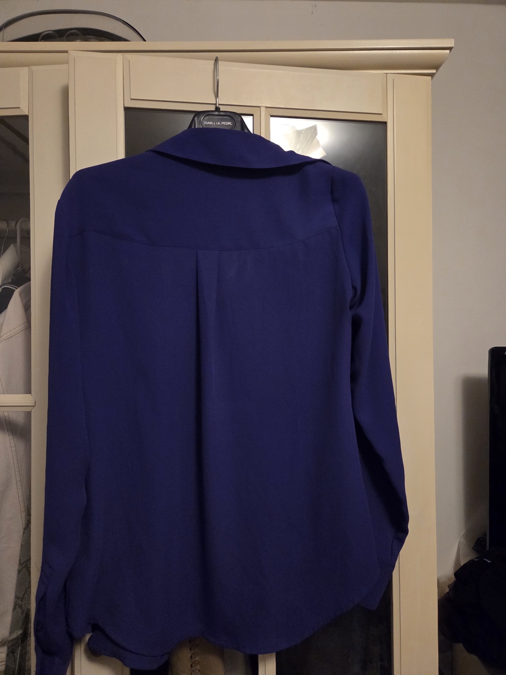 Express Deep Blue Button-Front Blouse - Picture 2 of 3